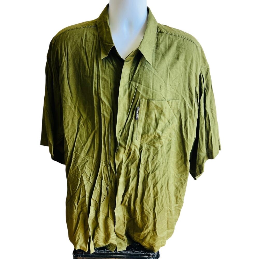 Code Zero XL Green Rayon Shirt 90s Y2K Vibe Soft Boxy Fit Summer Casual